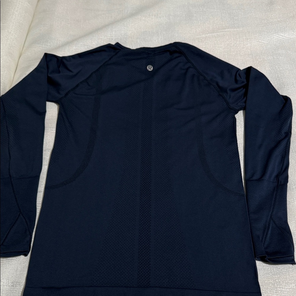 lululemon athletica Navy Long Sleeve Mesh-Panel Performance Top